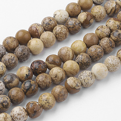 Natur Bildjaspisses Perlenstränge, Runde, 6~6.5 mm, Bohrung: 1 mm, ca. 60 Stk. / Strang, 14.9 Zoll (38 cm)