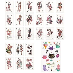 Craspire Fruit Style Body Art Tattoos, entfernbare temporäre Tattoos Papieraufkleber, Katze Muster, 7.5~20.9x5~14.5x0.02 cm, 2 Stil/Set