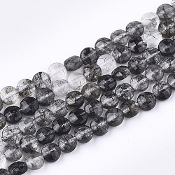 Natur schwarz Rutilquarz Perlen Stränge, facettiert, Flachrund, 4x2.5 mm, Bohrung: 0.8 mm, ca. 97~98 Stk. / Strang, 15.3 Zoll ~ 15.5 Zoll