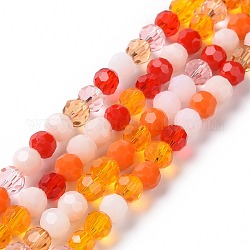 Chapelets de perles en verre, facetté (32 facettes), ronde, orange foncé, 5.5mm, Trou: 1mm, Environ 95 pcs/chapelet, 20.47'' (52 cm)