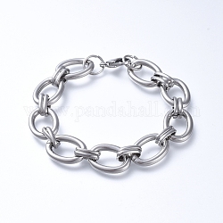 Bracelets avec chaînes en 304 acier inoxydable, avec fermoir pince de homard, couleur inoxydable, 8-1/8 pouce (20.5 cm)