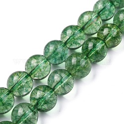 Chapelets de perles en cristal de quartz naturel, ronde, chauffée et teints, olive, 10mm, Trou: 1mm, Environ 19 pcs/chapelet, 7.5 pouce (19.05 cm)