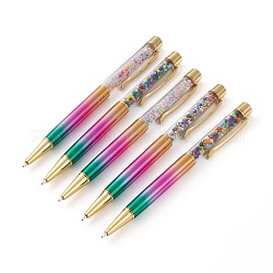 Ballpoint Pens, with Glass Seed Beads inside, Mixed Color, 14.2x1.35x1cm