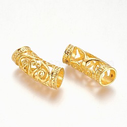Alloy Curved Tube Beads, Curved Tube Noodle Beads, Hollow, Golden, 26x10.5x9mm, Hole: 7mm