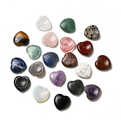 Pierres précieuses mixtes naturelles et synthétiques, pierre de pouce de coeur, 29.5x30x7.5mm