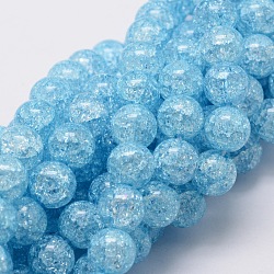 Perle tonde di vetro crackle fili, cielo blu, 12mm, Foro: 1 mm, circa 33pcs/filo, 15 pollice