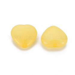 Perles en acrylique transparente, teinte, cœur, or, 13.5x14x6mm, Trou: 1.5mm, environ 775 pcs/500 g