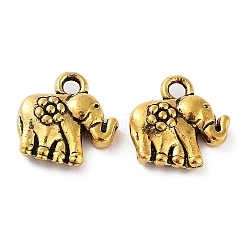 Charms in lega stile tibetano,  cadmio& piombo libero, elefante, oro antico, 12x12x4mm, Foro: 1.6 mm