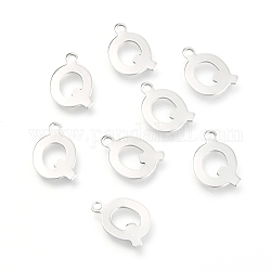 201 Stainless Steel Charms, Alphabet, Letter.Q, 12.6x8.3x0.7mm, Hole: 1.2mm