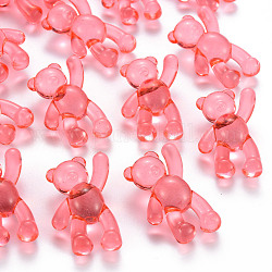 Transparente Acryl Perlen, Bär, Orangerosa, 37x28x13 mm, Bohrung: 2.5 mm, ca. 133 Stk. / 500 g