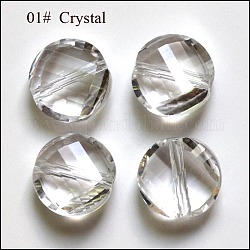 Perles d'imitation cristal autrichien, grade AAA, facette, plat rond, clair, 10x5mm, Trou: 0.9~1mm