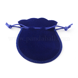 Sachets en velours, pochettes à bijoux à cordon en forme de calebasse, bleu moyen, 9x7 cm