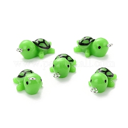 Pendenti in resina opaca, tartaruga, verde, 26x14x10mm, Foro: 1.5 mm