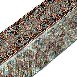 Cinta de poliester estilo etnico, cinta de jacquard, cinta tirolesa, patrón floral, coco marrón, 2-3/8 pulgada (60 mm)