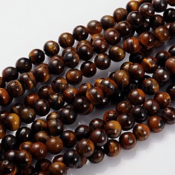 Perles en pierres gemme, Grade B oeil de tigre, ronde, environ 8 mm de diamètre, Trou: 1mm, Environ 46 pcs/chapelet, 15.5 pouce