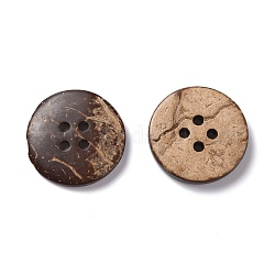 4 agujero, Botones de coco, plano y redondo, marrón, 20x3mm, agujero: 2 mm