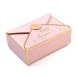 Scatole di carta creative pieghevoli, scatole per bomboniere, scatola di bomboniere, scatole regalo di carta a forma di busta, rettangolo, roso, 7.1x10.5x3.5cm