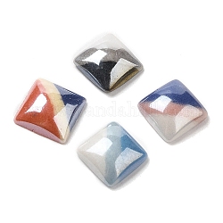 Cabochons en verre bicolore, carrée, couleur mixte, 10~10.5x10~10.5x4mm