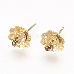 Componentes de oreja de 304 acero inoxidable, flor, dorado, 16mm, flor: 10.5~11x4.5 mm, Bandeja: 4 mm, pin: 0.7 mm