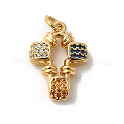 Rack Plating Brass Micro Pave Cubic Zirconia Pendants, with Jump Ring, Long-Lasting Plated, Lead Free & Cadmium Free, Cross, Real 18K Gold Plated, 18.2x12.8x4.3mm, Hole: 2.8mm