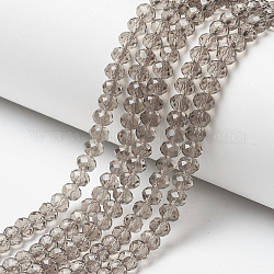 Chapelets de perles en verre, facette, rondelle, tan, 6x5mm, Trou: 1mm, Environ 85~88 pcs/chapelet, 16.1~16.5 pouce (41~42 cm)