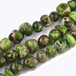 Натуральные имперские нитки из яшмы, окрашенные, упавший камень, самородки, зеленый лайм, 8~15x8~12x3~6 мм, отверстие : 1 мм, около 43~48 шт / нитка, 15.7 дюйм