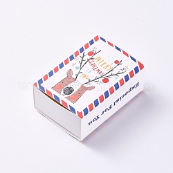 Scatola di cassetto di carta pieghevole portatile creativa, Scatole per imballaggio regalo di caramelle per matrimonio, rettangolo, tema natale, colorato, scatola: 8.4x6x3 cm