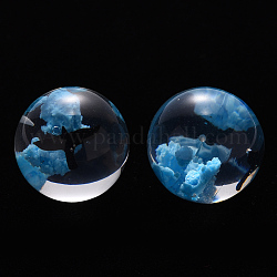 Transparente Epoxidharzperlen, mit Plastikmöwe im Inneren, Hälfte gebohrt, Runde, Deep-Sky-blau, 20 mm, Bohrung: 1 mm