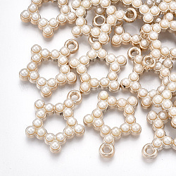Uv pendenti placcatura acrilico, con materiale acrilico perla imitazione, stella, oro chiaro, 23x20x4.5mm, Foro: 2 mm