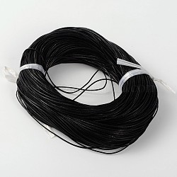 Cordón de cuero de vaca, cable de la joya de cuero, negro, aproximamente 1.2 mm de espesor