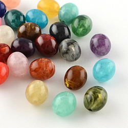 Abalorios de acrílico oval de piedras preciosas de imitación, color mezclado, 15x13mm, agujero: 2.5 mm, aproximamente 310 unidades / 500 g