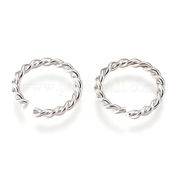 304 anelli di salto in acciaio inox, anelli di salto aperti, ritorto, argento, 12x1.5mm, diametro interno: 9mm