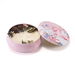 Pink Unicorn Printed Tinplate Candles, Barrel Shaped Smokeless Decorations, with Dryed Flowers, the Box only for Protection, No Supply Again if the Box Crushed, Coconut Brown, 87x39mm
