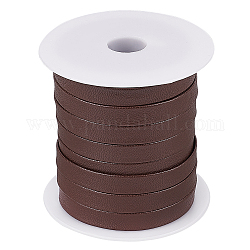 BENECREAT 22.5 Yards Coconut Brown Flat PU Leather Strips, 10mm Leather Trimming Tape Double Sided Leather Bias Tape for Bags Shoes Garment Accessories Jewelry Making DIY Crafts, 0.8mm Thick