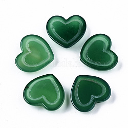 Cabochon agata verde naturale, tinti e riscaldato, cuore, verde, 22~23x25x7mm