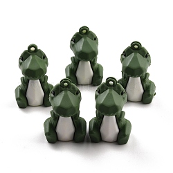 PVC facettierte Cartoon-Dinosaurier-Anhänger, für DIY Schlüsselbund machen, dunkel olivgrün, 45x28x28 mm, Bohrung: 3 mm