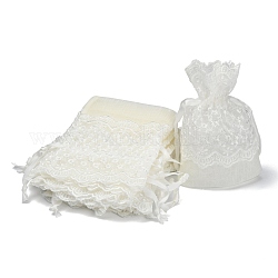 Sacs cadeaux en organza avec dentelle, rectangle, blanc crème, 14~15x10~11 cm