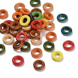 Ciambella anelli di collegamento in legno, tinto,  piombo libero, colore misto, 12x4mm, Foro: 6 mm
