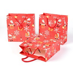 Рождественские тематические бумажные пакеты, квадратный, для хранения ювелирных изделий, красные, 20x20x0.45 см