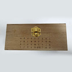 Holzkisten, mit 36 Löcher, für Brief- und Zahlenstempelsatz, Rechteck, rauchig, 17.5x11.1x7.7 cm