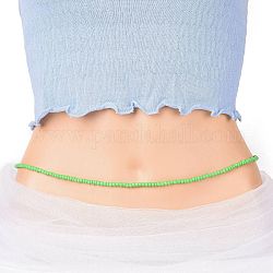 Cuentas de cintura, cadena de cintura elástica con cuentas de semillas de vidrio para mujer, verde, 31-1/2 pulgada (80 cm), abalorios: 5 mm
