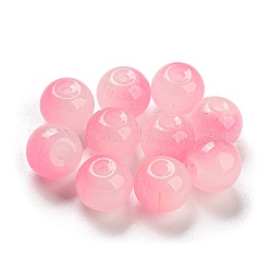 Zweifarbige Glasperlen zum Sprühen, Nachahmung Jade Glas, Runde, rosa, 10 mm, Bohrung: 1.8 mm, 200 Stück / Beutel