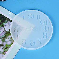 Stampi in silicone alimentare piatti rotondi con numeri arabi per la decorazione della parete dell'orologio, per resina uv, fabbricazione artigianale in resina epossidica, bianco fantasma, 155x8mm