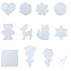 Blumen-Bär-Stern-ABC-Stecktafeln aus Kunststoff, mit Bügelpapier und Plastikpinzette, Transparent