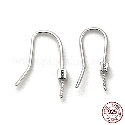 925 rhodinierter Ohrringhaken aus Sterlingsilber, Ohrhaken für halbgebohrte Perlen, mit s925-Stempel, Echt platiniert, 19 Gauge, 15 mm, Stift: 0.9 mm