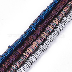 Maglie multi-filo di ematite sintetica non magnetica placcatura sottovuoto, stile matte, colore misto, 6.5x5.5x1mm, Foro: 1.2 mm, circa 252~253pcs/filo, 16.1 pollice