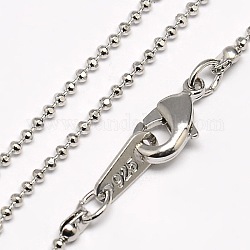 Brass Ball Chain Necklaces, with Zinc Alloy Lobster Claw Clasps, Platinum, 18.1inch, 1.5mm