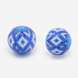 Picture Glass Beads, Round, Cornflower Blue, 14mm, Hole: 1mm