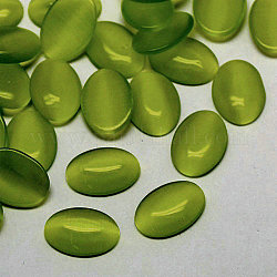 Cabochons di occhio di gatto, ovale, verde oliva, 25x18x3.5mm
