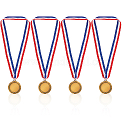 Gomakerer 4 шт. пустая наградная медаль, Антикварный золотой цинковый сплав. Сделайте свои собственные медали с медалями победителей из полиэфирной шейной ленты для празднования спортивных соревнований и вечеринок.
